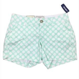 OLD NAVY Mint Polka Dot Shorts 5" Khakis NEW Preppy Pockets NWT Size 2 Reg XS